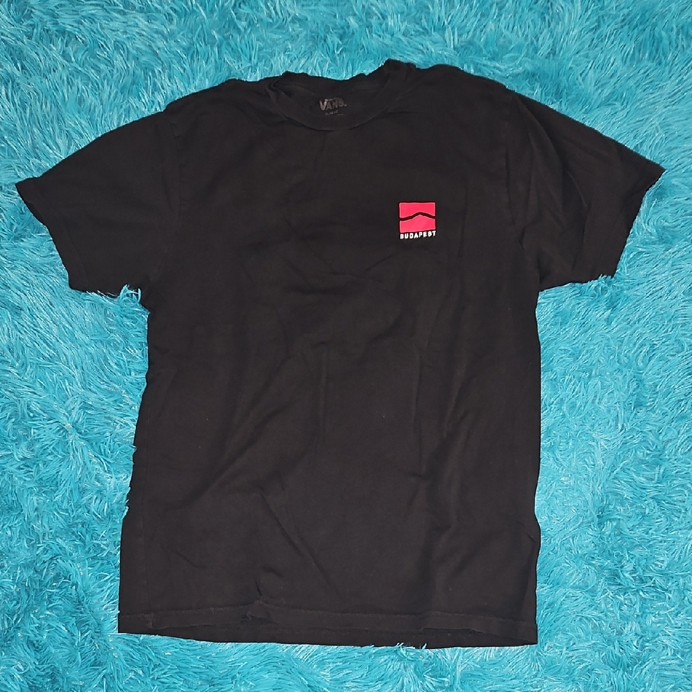 Vans Black Short Sleeve Tee with Red Pocket Graphic